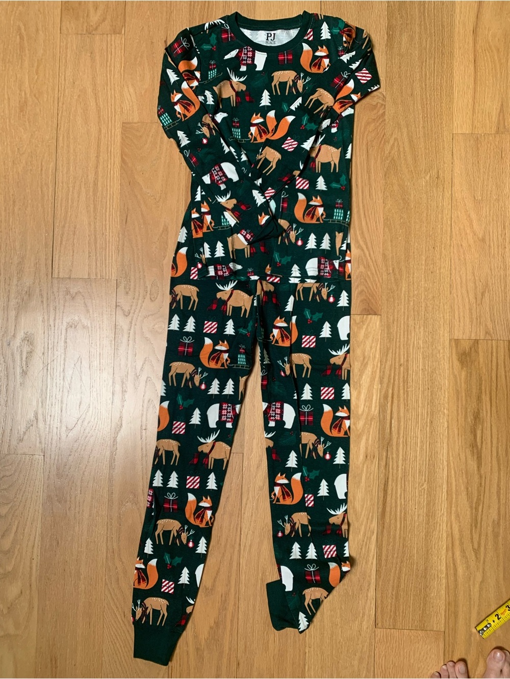 PJ Salvage Kids Green Forest Animal Holiday Pajama Set SZ 14